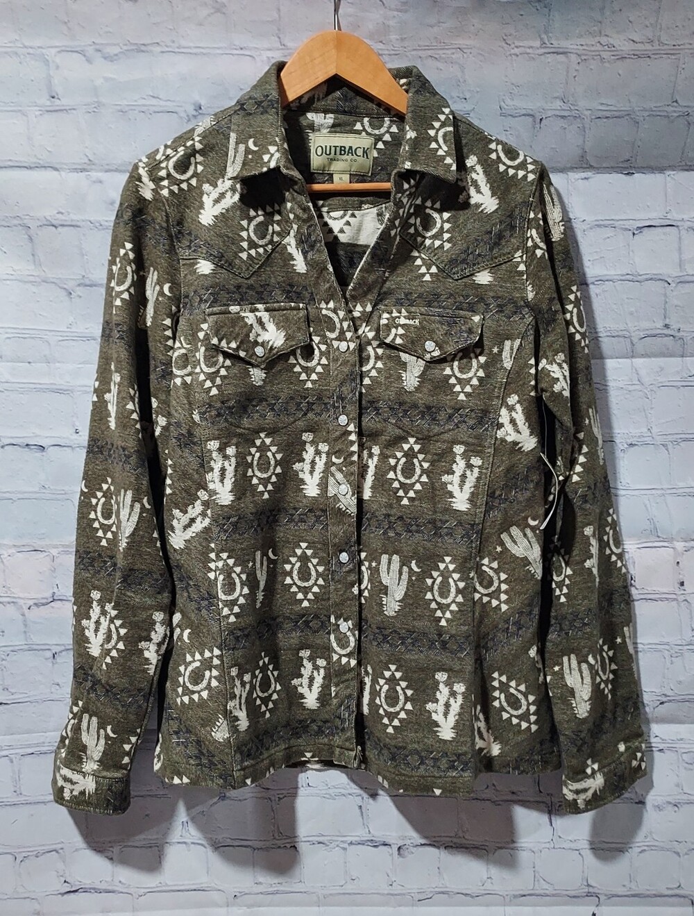 Outback Trading Co XL Womens Fay Shirt Catus Southwestern Western New Cowgirl